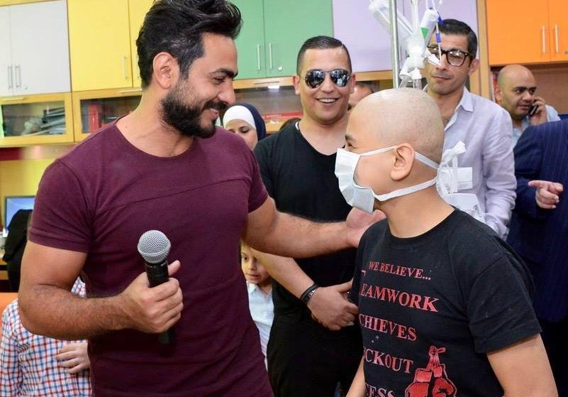 سمو الأميرة غيداء طلال تستقبل الفنان المصري تامر حسني في مركز الحسين للسرطان 